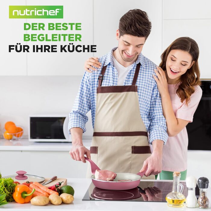 Набір посуду NutriChef 54 предмета з антипригарним покриттям сіро-блакитного кольору | З кухонними аксесуарами, деко, ножами | Для індукції, газу та електроплит | Здорове та безжирове приготування їжі