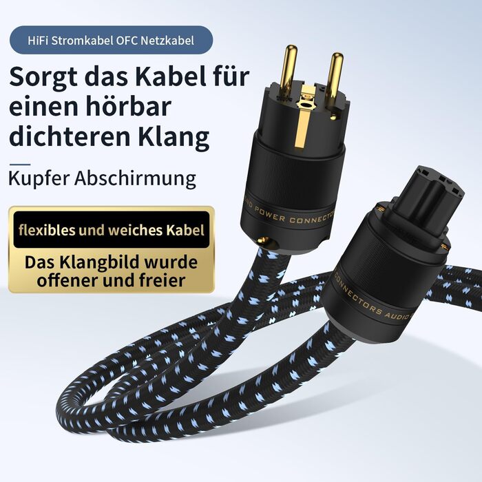 Hi-Fi мережевий кабель Tertullus High End C15 для аудіотехніки, Schuko — C15, 2м (P25)