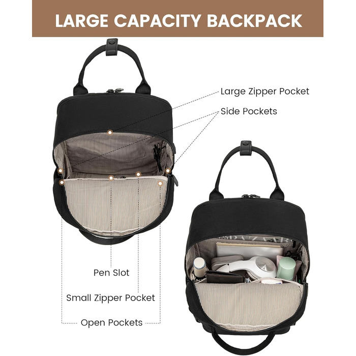 Жіночий рюкзак LOVEVOOK 15.6' для ноутбука, подорожей, роботи: водонепроникний, елегантний, для школи, університету, офісу (бежевий, хакі)