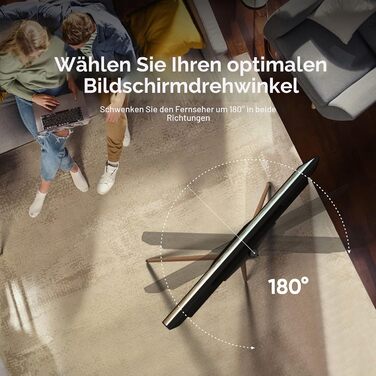 Тринога-підставка для телевізора ONKRON TS1220-B, 32-65 дюймів, до 35 кг, регульована за висотою, поворотна, VESA 100x100-400x400, дерев'яна стійка, чорна