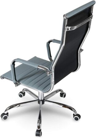 Офісне крісло Tokio з ергономічною спинкою, поворотне, на колесах, з регульованою підголівником, ігрове, для керівника, штучна шкіра, сірий