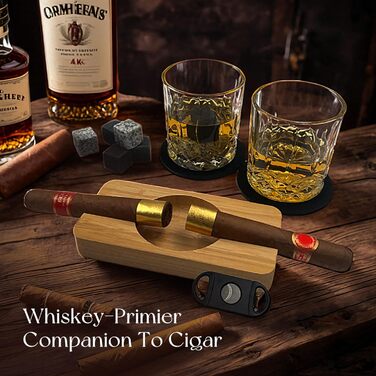 Набір для віскі Daily Treasures: келихи, камені та аксесуари (дерев'яний попільничка, різьблений ніж), подарунковий набір для чоловіків, на День батька