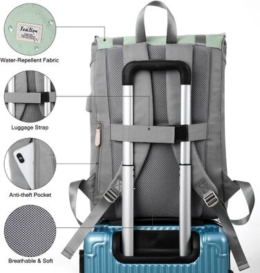 Жіночий рюкзак YAMTION на 17 дюймів з відділенням для ноутбука, USB-порт, для школи, університету, повсякденного використання (17