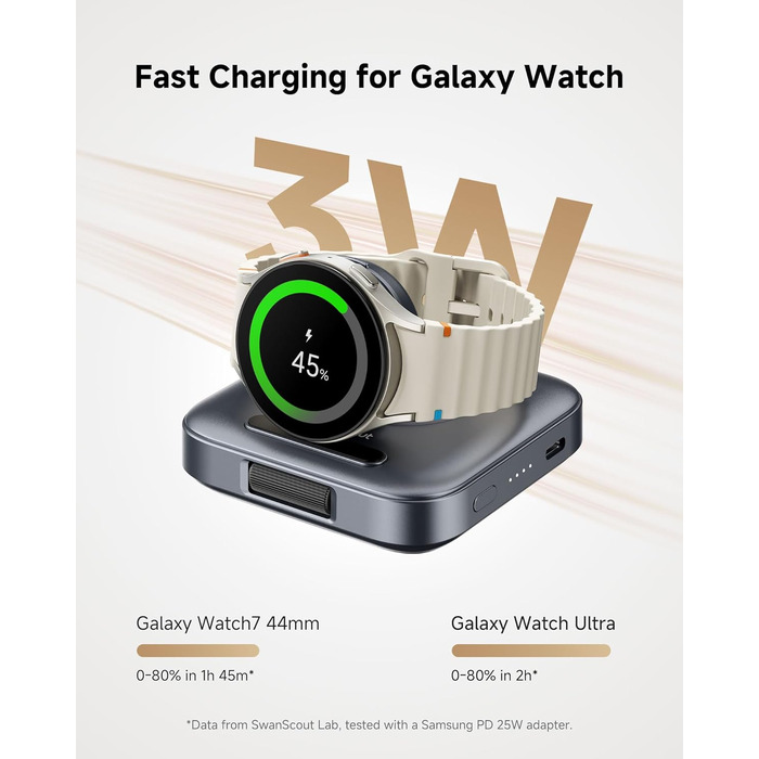 Індукційна зарядна станція для Samsung Galaxy Watch 8, колір тех-сірий (не підходить для Watch Ultra 2/9)