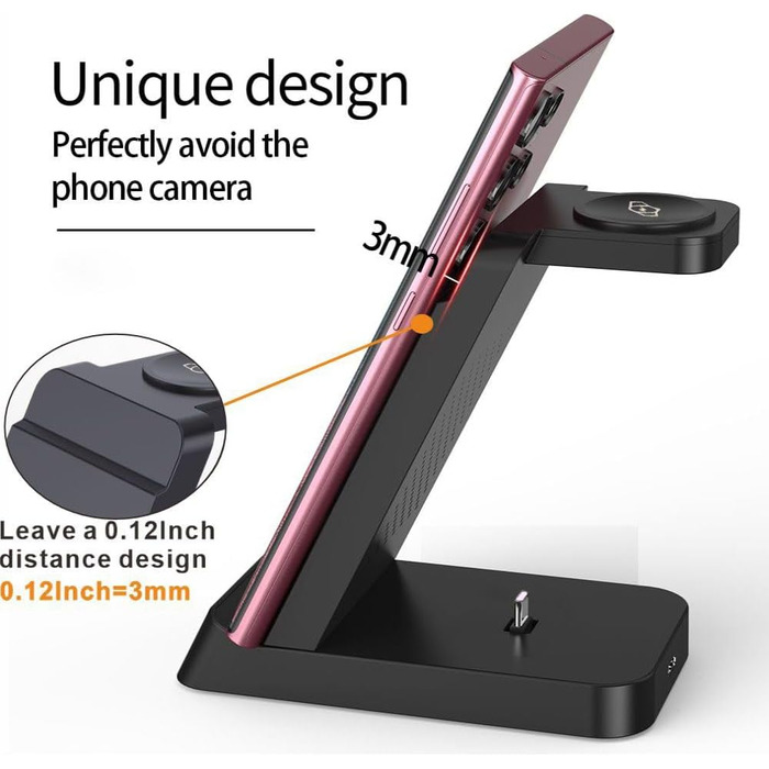 Бездротова зарядна станція 3-в-1 Samsung для Galaxy Watch 8/7/6/5/4/3, Buds 4/3/2 Pro, Galaxy S26 Ultra/S25 Ultra/S24/S23/Z Fold7/6/5 - індукційне зарядне пристрої для Android