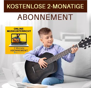 Акустична гітара Pyle для дітей та початківців, ½ розміру, з аксесуарами, чорна матова, 86 см