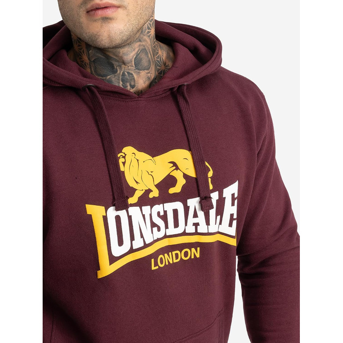 Чоловіча толстовка-худі на блискавці Lonsdale Rinsey, приталена модель, колір Oxblood, розмір 3XL