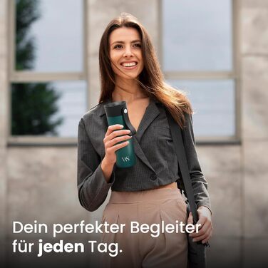 Термокружка для кави To-Go з нержавіючої сталі 360 мл - термокружка з подвійними стінками, без BPA, витримує 4 години гарячим та 8 годин холодним, ізольована вакуумна кружка для напоїв, подорожей, кави, чаю | Темно-блакитний колір, поворотний замок 360°