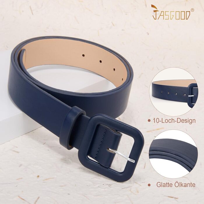 Жіночий шкіряний ремінь JasGood широкого крою, колір: темно-синій, 120 см (під талію 88-100 см)