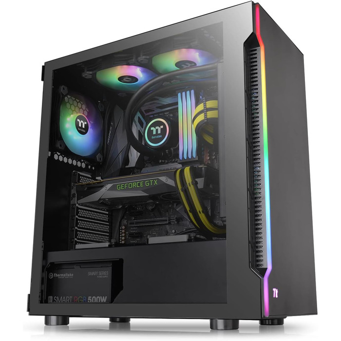 Корпус для ПК Thermaltake H200 TG RGB ATX з RGB підсвічуванням, скляна бічна панель, чорний | 120мм вентилятор в комплекті