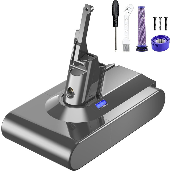 Запасний акумулятор Powtree для пилососів Dyson DC62, DC58, DC59, DC61, DC72, DC74, SV03, SV04, SV05, SV06, SV07, SV09 (V8) Animal Absolute + 2 фільтри + кришка + 2 гвинти