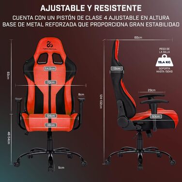Ігрове крісло Newskill Horus Zephyr, ергономічне, тканинне, нахил 180°, 9 кольорів, червоне