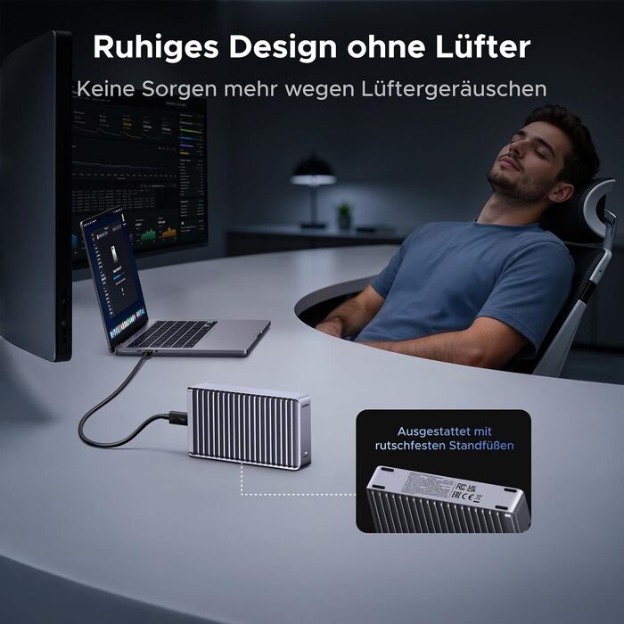 Зовнішній корпус для M.2 NVMe SSD UGREEN 80Gbps, сумісний з Thunderbolt 5/4 та USB4