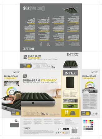 Надувний матрац Intex DURA-Beam Prestige Downy, California King (191x152x22 см), різнокольоровий