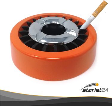 Starlet24 металевий вітростійкий попільничка для вулиці, плоска, кругла, помаранчева, набір 5 шт.