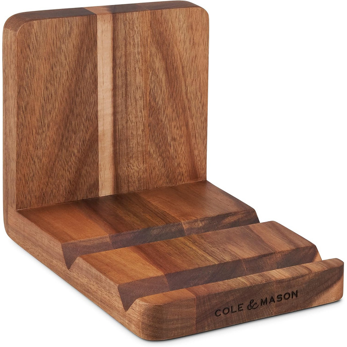 Cole & Mason H722134 Buckland Cookbook Stand and Tablet Stand made of Acacia Wood, Cookbook Holder for Kitchen, Not Dishwasher Safe