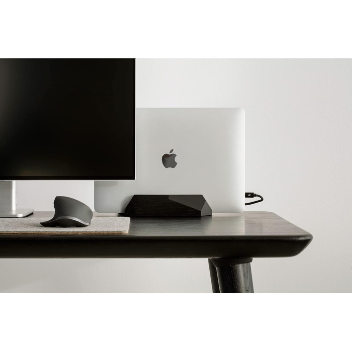 Oakwood Adjustable Wooden Laptop Stand - Desk Dock for MacBook Pro, MacBook Air, iPad - Handmade Black Stained Oak Wood