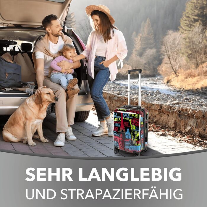 Валіза Xonic Design Reisekoffer з жорстким корпусом, 360° колесами, замком-кодом та полікарбонатом (Neon Cities, M)