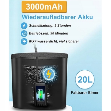 Портативний кемпінговий душ 20 л з LED-дисплеєм та акумулятором 6000 мАг