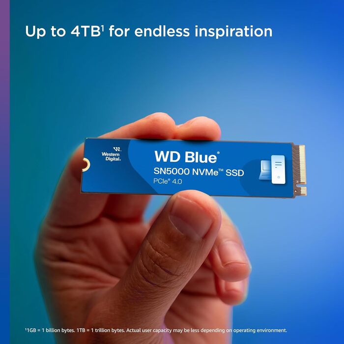 SSD накопичувач Western Digital WD Blue SN5000 1 TB NVMe PCIe Gen4 - внутрішній, до 5150 МБ/с, 600 TBW