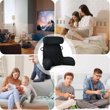 М'яке крісло-мішок для читання з велюру, чорне. З підтримкою спини та рук, з кишенею. Для дорослих.