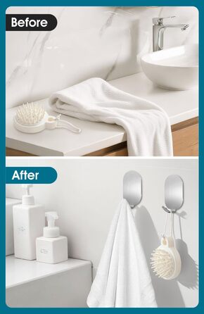 Крючки самоклеючі, 10 шт. з нержавіючої сталі 304, без свердління, для ванної, кухні та вітальні