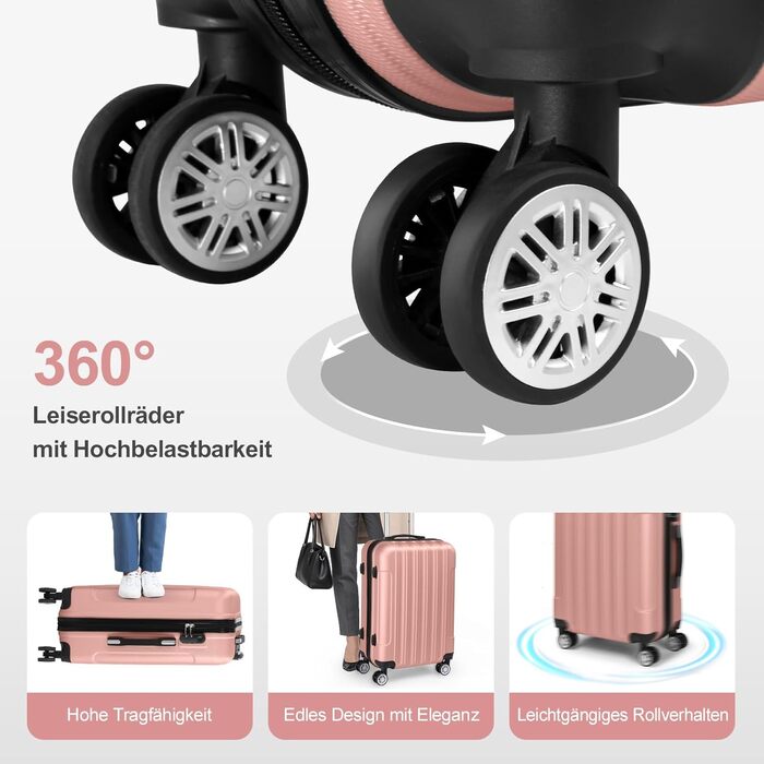 Набір валіз LEADZM 5 в 1: дорожній набір з косметичною сумкою, жорсткий кейс з ABS, телескопічна ручка, ручна поклажа (Турквіс)