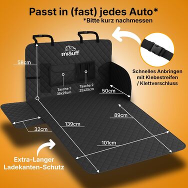 Захист для багажника автомобіля для собак Преміум-якість - Водонепроникний та стійкий до подряпин - Автомобільна підстилка для собак з кишенею - Захист багажника та захист краю вантажного отвору (з прострочкою)