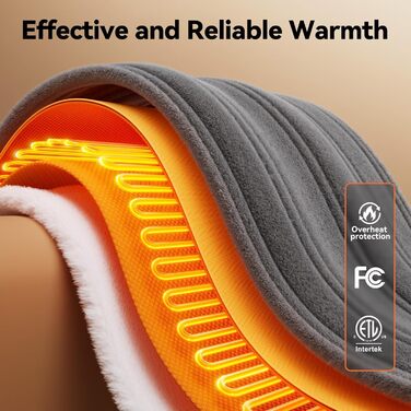 Електрична ковдра з підігрівом, 9 зон нагріву, таймер 1-9 годин з функцією пам'яті, швидкий нагрів, рівномірний розподіл тепла, двостороння фланель та штучне хутро, 160x120 см (для 1 особи/дивану) / 200x180 см (для 2 осіб/двоспального ліжка)