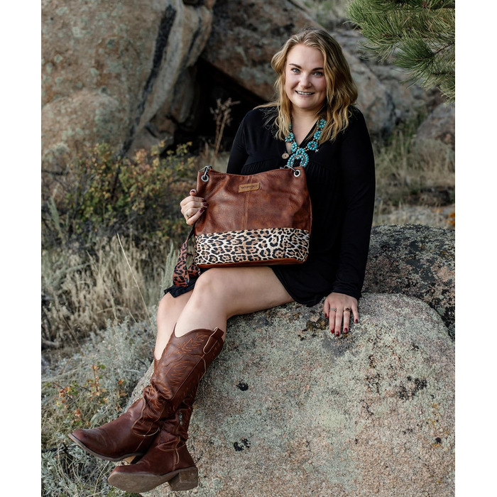 Сумка жіноча Wrangler Hobo з екошкіри, верхня ручка, крос-боді, леопардовий коричневий