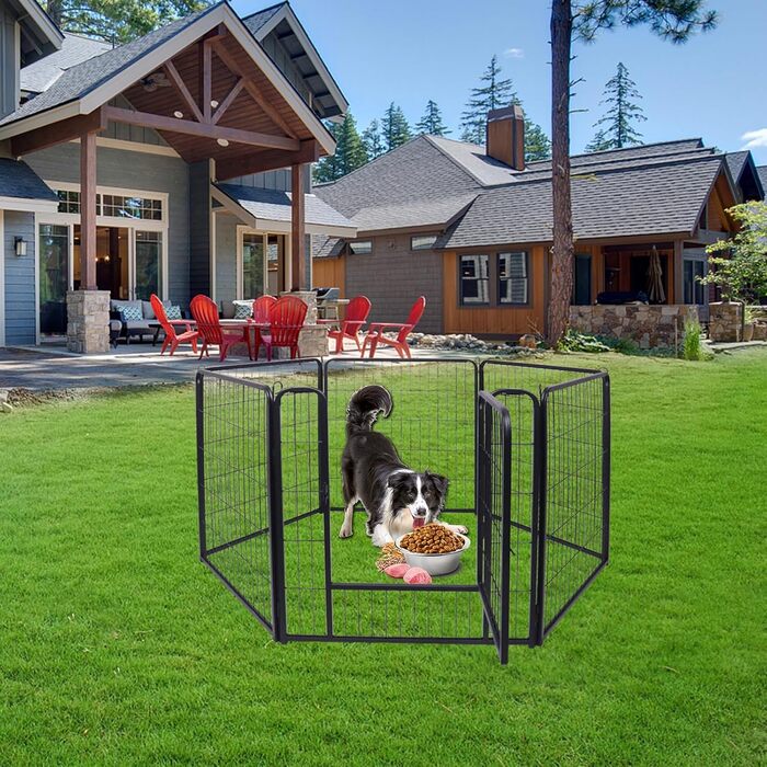 Клітка-забіг для собак HENGMEI: 80 см, складана, для собак, котів, кроликів, для дому та вулиці, 6 частин