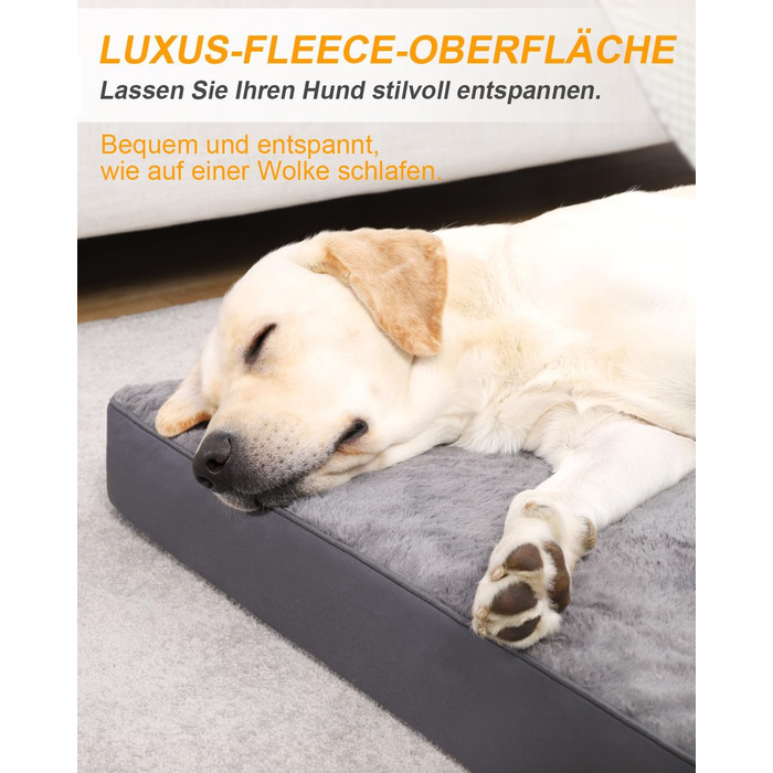 Ортопедичний лежак для собак великих порід, лежанка для собак знімний чохол, 105x70 см, двосторонній килимок, темно-сірий, 121x76x10 см