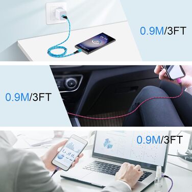 Кабель USB Type-C, 3 шт. [3M+2M+1M] для Samsung, Huawei, Xiaomi. Швидка зарядка, передача даних, нейлон