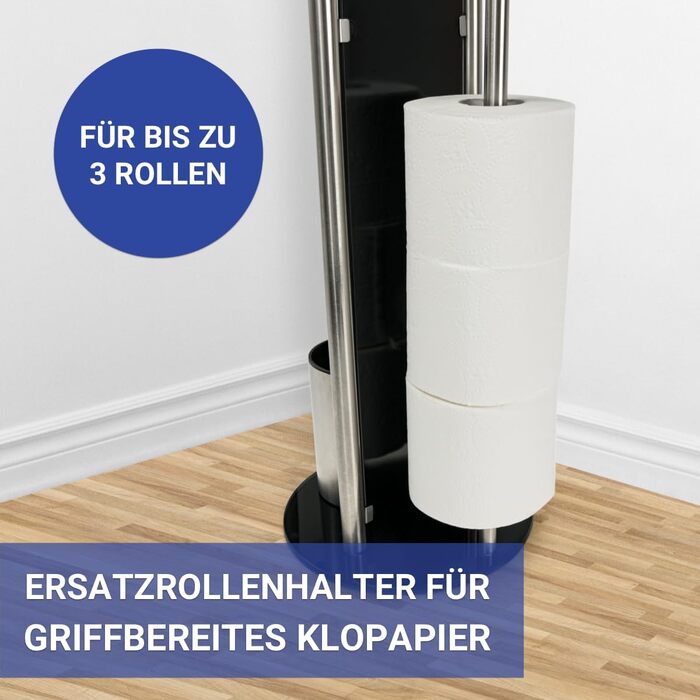 Набір для туалету WENKO Ravina 3в1 з нержавіючої сталі матового кольору (тримач туалетного паперу, тримач запасних рулонів, тримач щітки) Ø 20 x 70 см, сріблястий матовий