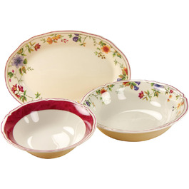 CreaTable, 16145, Cornwall Garden Series, 2-Piece Dinnerware Set, Milk and Sugar Set made of Porcelain, Dishwasher and Microwave Safe, Made in Europe (3-Piece Serving Set)
