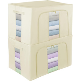 Органайзери для зберігання постільної білизни та одягу 2 шт. - Складані коробки для шафи та гардеробу (Сірий-24L, Хакі-100L)