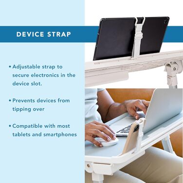 LAPGEAR Підставка для ноутбука з шкіри з регульованими ніжками, підставкою для зап'ястя, слотом для медіа та інтегрованим місцем для зберігання, для ноутбуків до 43,2 см (17 дюймів), сірий колір