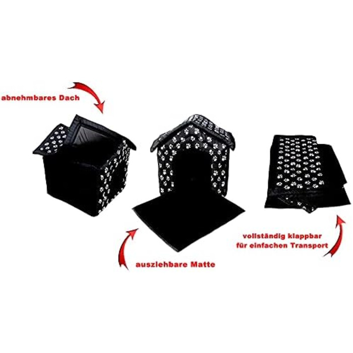 Будка для собак R.G. з ліжком та ковдром, сірого кольору (47x44x48 см)