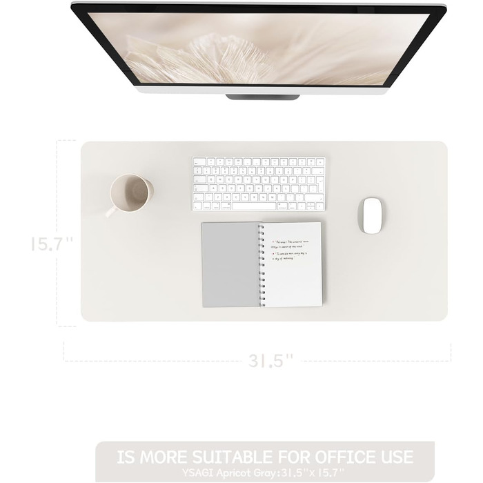 Підкладка під мишу YSAGi з шкіри, 80x40 см - захист столу для офісу та дому (сірий)