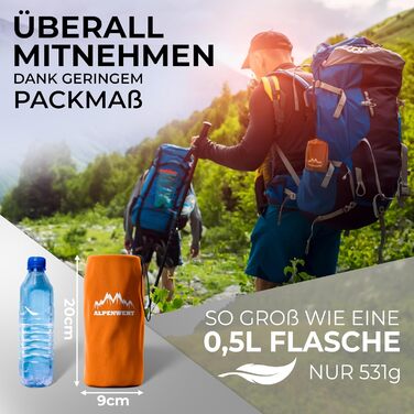 Alpenwert надувний килимок для кемпінгу, ультралегкий, компактний, помаранчевий, ізомат для туризму та подорожей