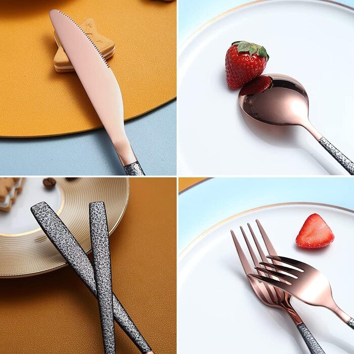 Набір столових приборів з золотистим покриттям та ручками Mars, нержавіюча сталь, 30 предметів для 6 осіб