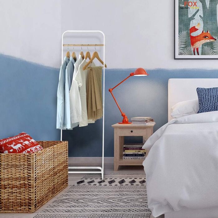 Stable Clothes Rack Coat Stand Slim Coat Rack Metal Coat Rack for Bedroom L16xB16x55 Inches, White…