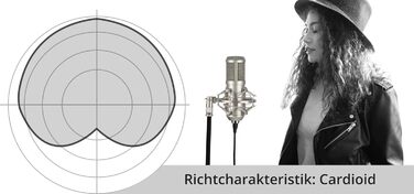 Pronomic CM-100S Студійний конденсаторний мікрофон XLR з поп-фільтром, павуком, кейсом та вітрозахистом, сріблястий