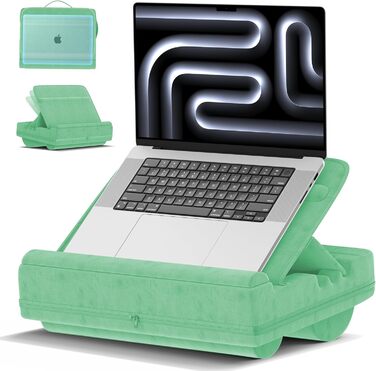 Підставка для ноутбука з регулюванням кута нахилу, подушка для роботи з ноутбука на дивані, підставка для ноутбука до 16 дюймів (зелена)