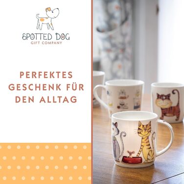 SPOTTED DOG GIFT COMPANY - Coffee mugs with dog and cat motifs - Gift for dog and cat lovers - Set of 4
