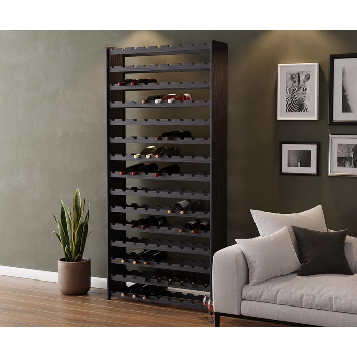 RW Series Wooden Wine Rack for Bottles, Anthracite, Brown, Natural, RW-3, 13-15 lie, for 91-135 Bottles, Wine, Bottle Rack (Anthracite, RW-3-135, 198 x 92 x 26.5, for 135 Bottles)