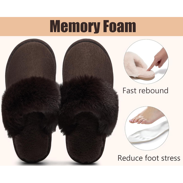 Тапочки домашні жіночі та чоловічі зимові з пам'яттю форми, теплі, м'які, з антиковзанням, зручні, для дому та вулиці (40.5/42 EU, кавового кольору)