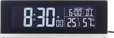 Infactory Table Clock with Thermometer: Table Radio Alarm Clock with Thermometer, Hygrometer, and USB Charging Port, 2A (Table Radio Clock, Digital Table Clock, Apple iPhone Charging Cable)
