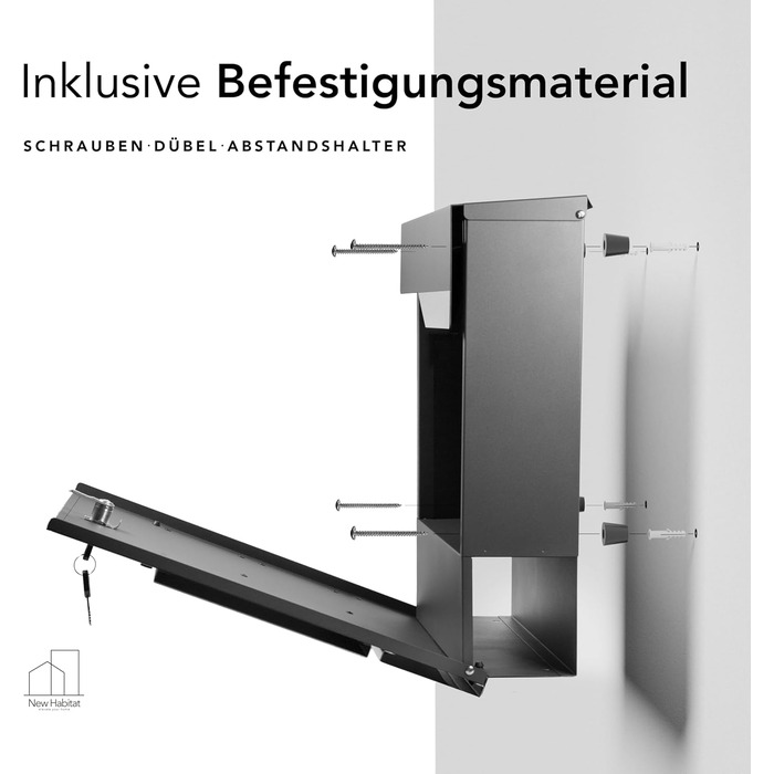 Поштовий ящик настінний Modern Manhattan антрацит RAL 7016 з газетницею та гравіюванням (без гравіювання). Нержавіюча сталь, стійкий до УФ-випромінювання