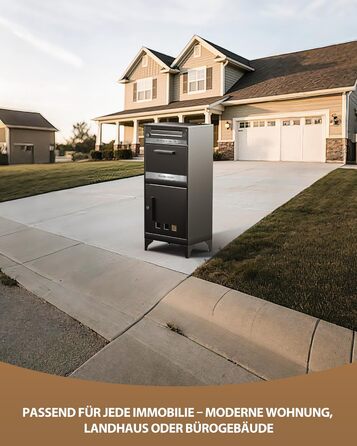 Поштовий ящик вуличний Edestahl Anthrazit з газетницею (37x37x10 см) та індивідуальним іменним шильдиком. Водонепроникний, з наклейкою проти небажаної реклами.